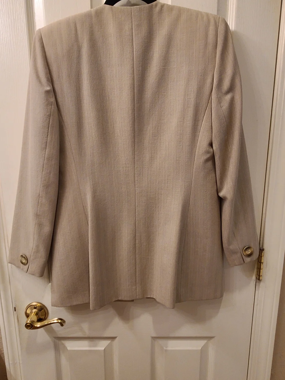 Dior Beige Pinstripe Coat with Gold Buttons